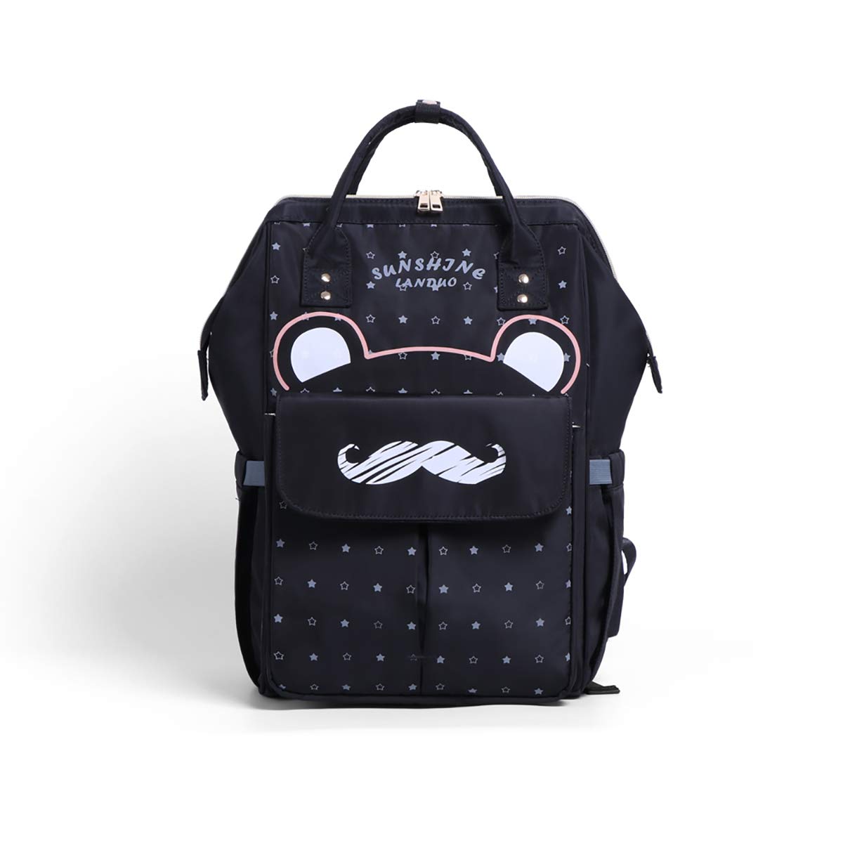 Changing Nappy Bag Backpack, Baby Diaper Bag Multi-Function Waterproof Travel Nappy Back Pack for Mom and Dad (Black)