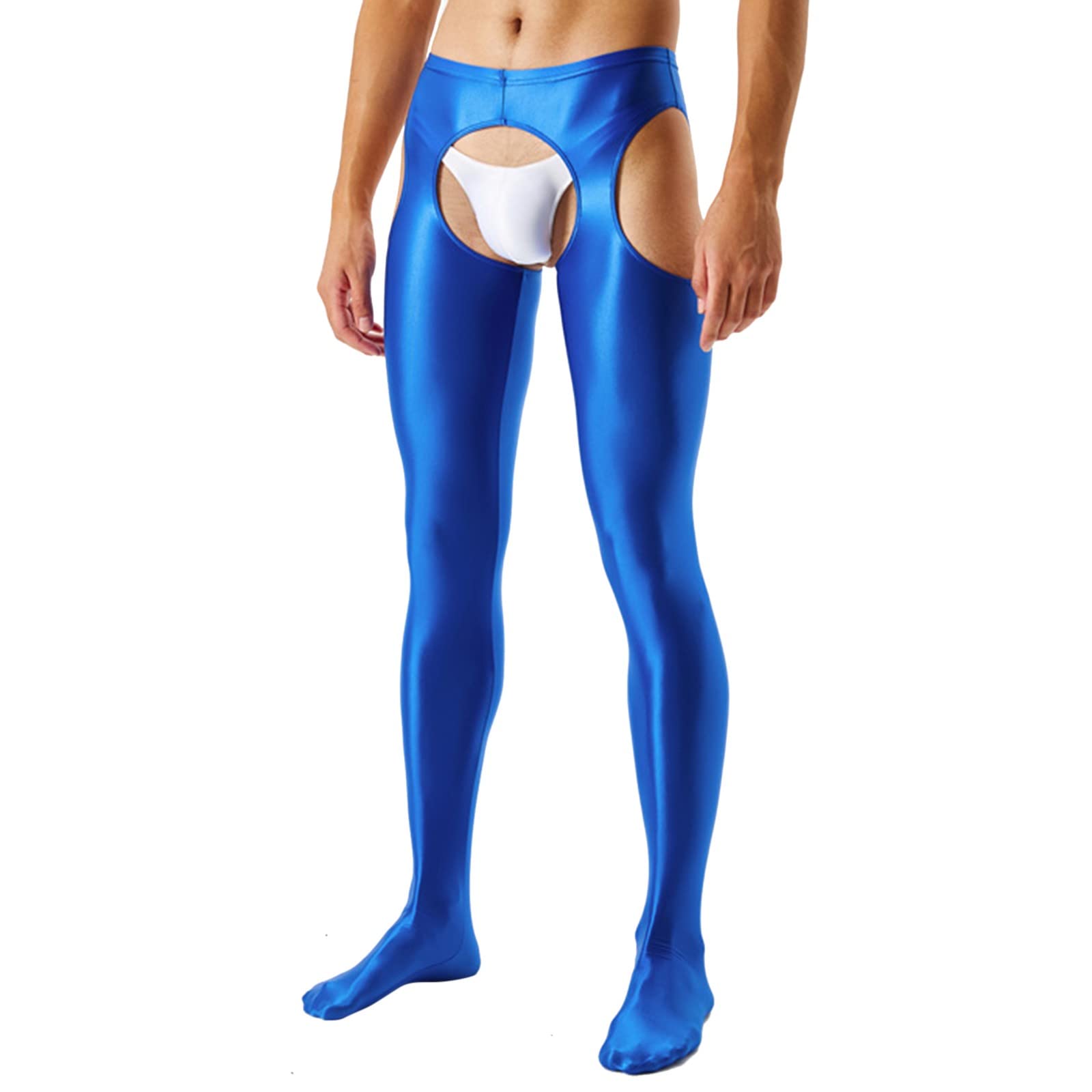 Collant Uomo Lucido In Nylon E Spandex - Pantalone Lungo Intimo Per Festa E Clubwear