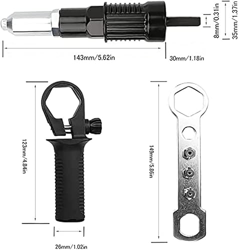 Miniatura 2 de Kit adaptador de pistola de remache, accesorio de remache de taladro eléctrico, fácil procesamiento para trabajos de remachado pop, con 4 cabezales
