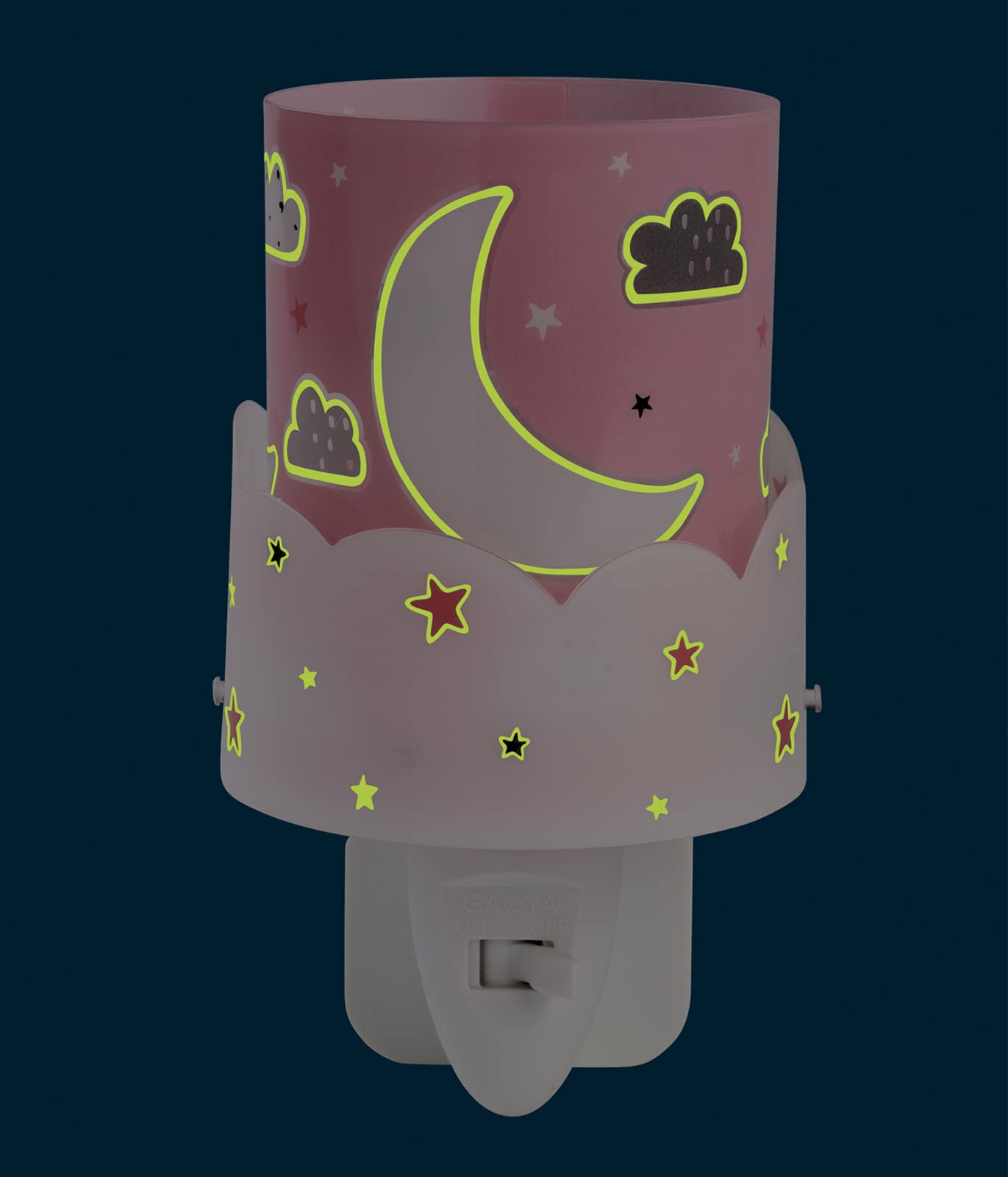 Lampe De Chevet Enfant Lune Étoiles Nuages Rose - Dalber Moon 61231S E14