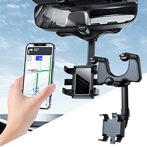 Lotvic Support de Téléphone Rétroviseur Voiture Montage, Support de Téléphone Universel pour Rétroviseur de Voiture, Porte Téléphone de Rétroviseur de Voiture Rotatif et Rétractable à 360 Degrés Cover