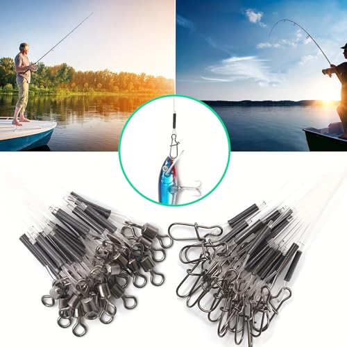 Línea de líder de fluorocarbono con giratorios para pesca miniatura 2