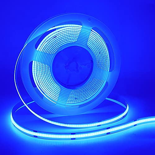 XUNATA COB LED Strip Lights, 3m/9.9ft Non-Waterproof Flexible COB LED Rope Lights DC 5V 320 LEDs/m Blue Bendable Tape Lights with Black USB Touch Dimming for TV Backlight, Cabinet Lighting Decoration