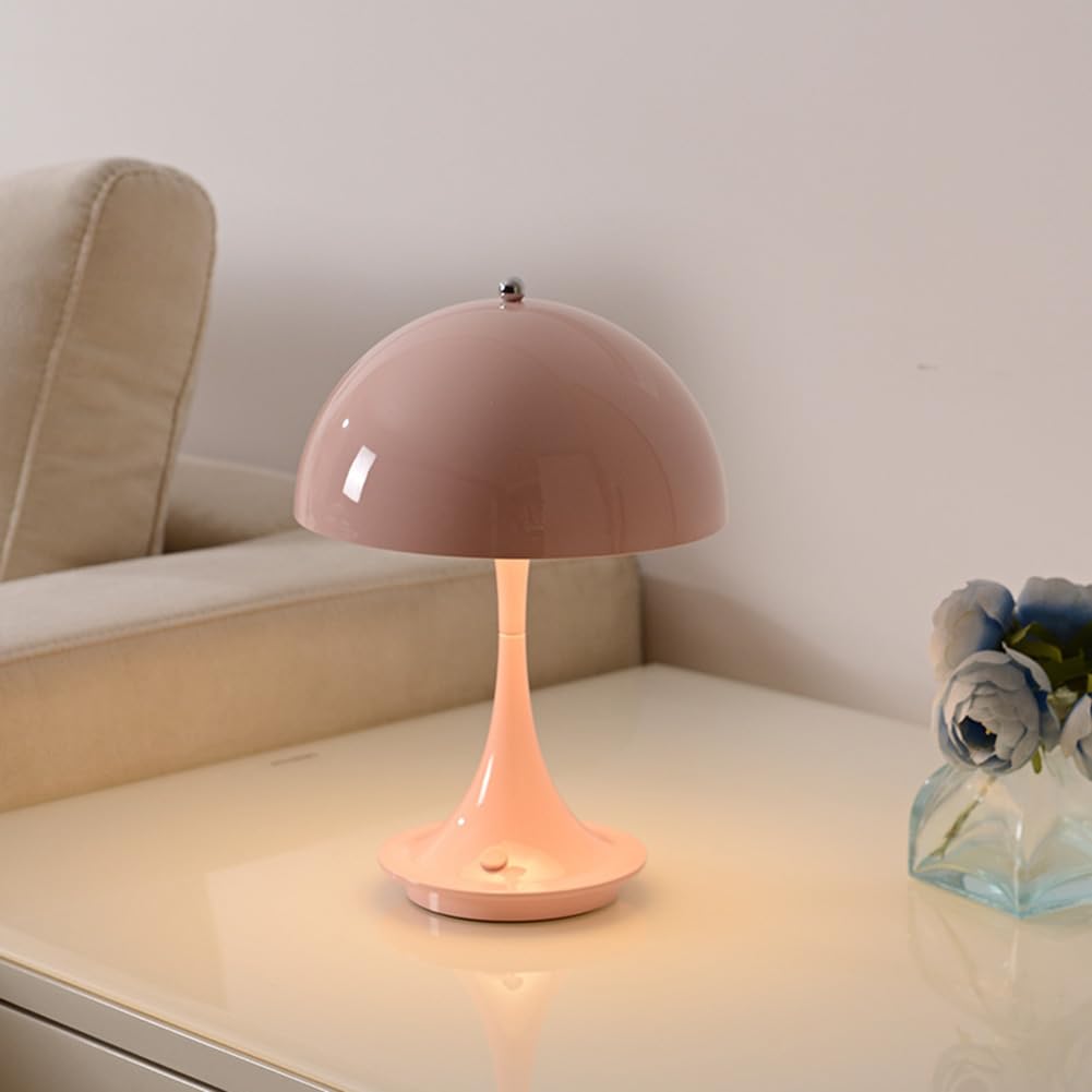 Pilz Lampe Kabellos Tischleuchte Akku Pilzlampe Rosa