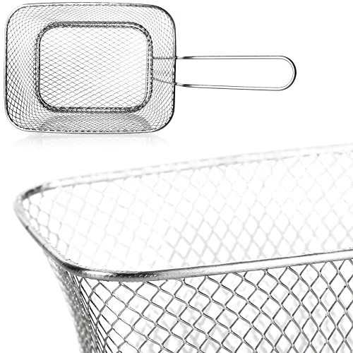 COM-FOUR® 6x Mini Frieten Serveermand - 430 Roestvrijstalen Snackschaal - Zilveren Mini Frituurmandjes - Serveermand met Handvat (Mand - 06 stuks) - Image 8