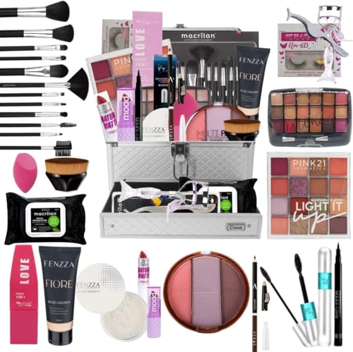 Kit Maleta de Maquiagem Completa Premium – 12 Pincéis Profissionais Macrilan + Maquiagens Essenciais + Acessórios – Base Cor Média – Boss Store7
