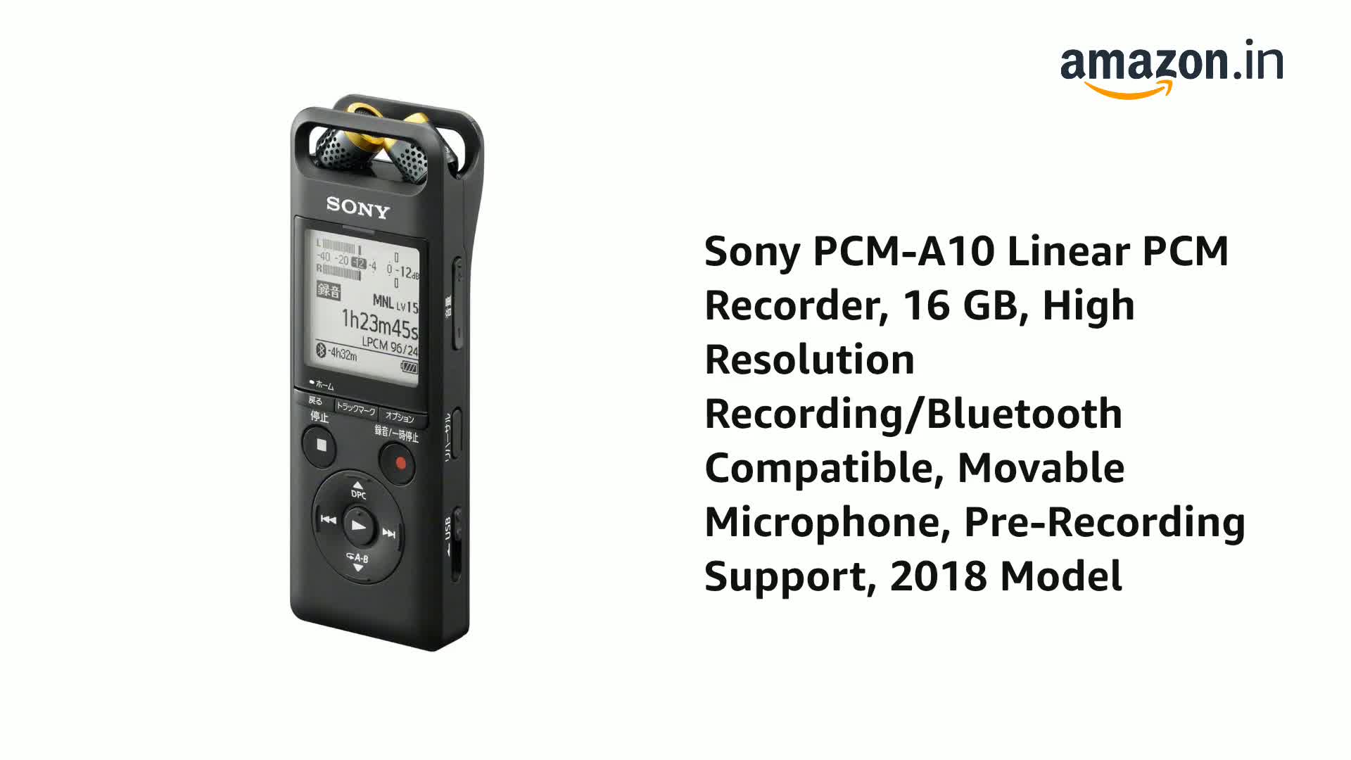 Sony PCM-A10 Linear PCM Recorder, 16 GB, High Resolution Recording