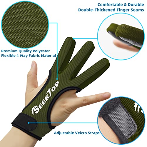 Image of Seektop Archery Gloves Shooting Hunting Leather Three Finger Protector