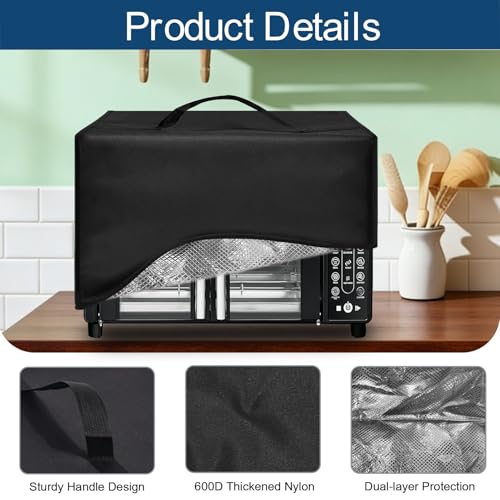 Image of Air Fryer Cover Dust Cover for Gourmia French Door Air Fryer 25 Qt GTF7655, 17x13.8x11.4 in, 600D Heat-Resistant Nylon w /Aluminum Foil, Waterproof air fryer oven Cover for Convection Oven