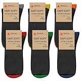 Dafi soft 6 pares de calcetines para diabéticos extra anchos, algodón, fabricados en Turquía, Multicolor (6 de color negro), 12-14