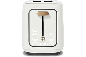 Drew Barrymore’s Oyster Gray 2 Slice Touchscreen Toaster in White and Gold