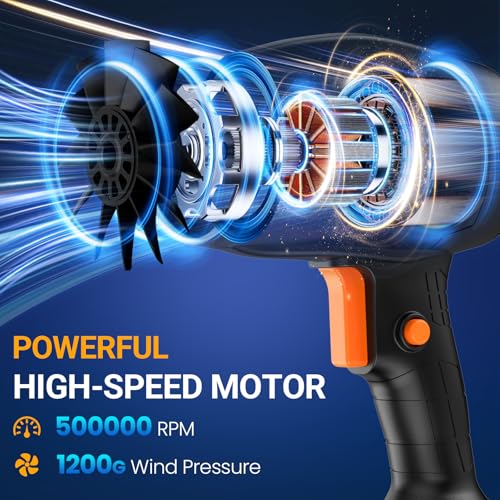 Image of Electric Cordless Leaf Blower, 330,000 RPM Turbo Jet, 2 X 4.0 Ah Batteries & Charger Included, Lightweight Handheld Blower for Patio, Lawn, Dust & Debris Cleaning