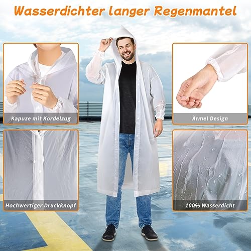 ioutdoor Regenponcho 2 Stück, Wasserdicht Regenmantel, Wiederverwendbar EVA Regenjacke, mit Kapuze Wasserdicht Atmungsaktiv Regenbekleidung Tragbarer, für Wandern Camping, für Damen Herren (Gelb)