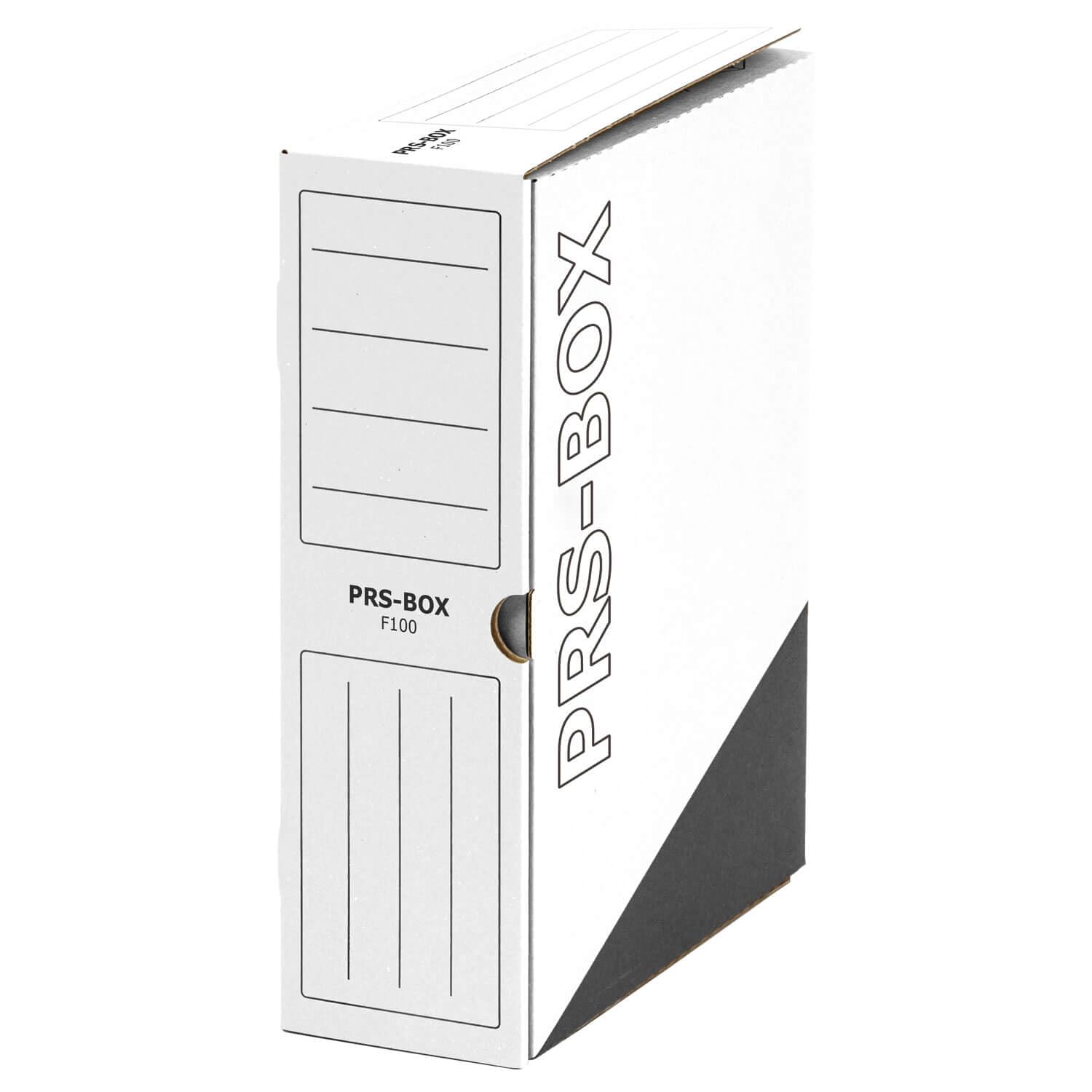 PRS Ablageboxen F100, Weiß/Schwarz, 100mm, 20 Stück | Dokumentenablage, Dokumetenarchiv, Archivbox, ident mit der PRESSEL Ablagebox F100