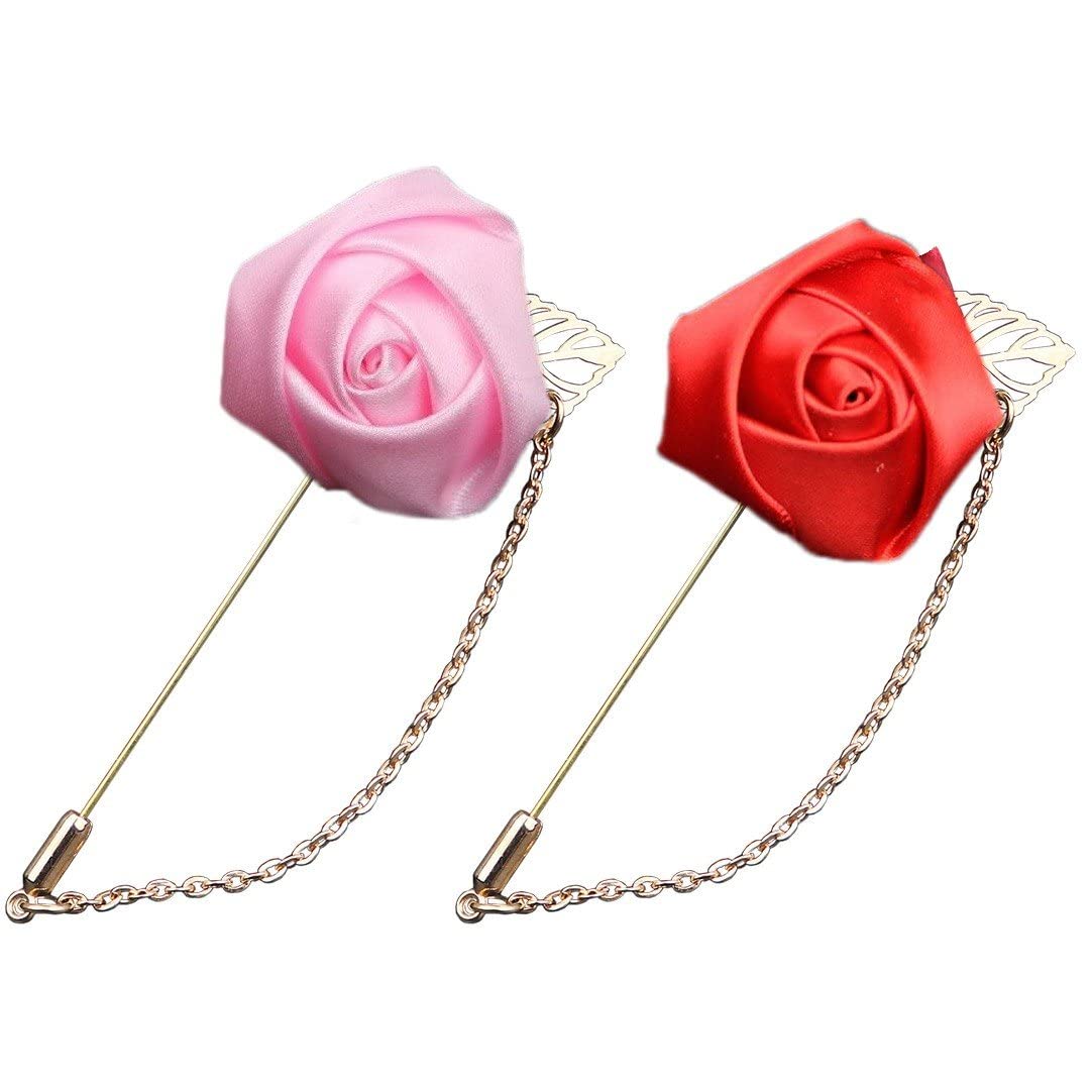 ラペルピン　2種 メンズエレガントラペルピンバッジ2層チェーンブローチピン