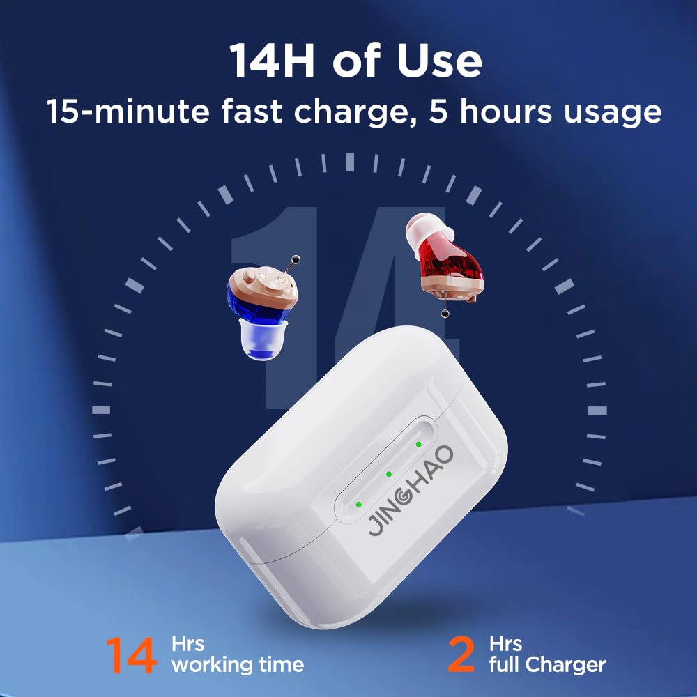 JINGHAO Amplificateur De Son Réchargeables Paires Complètes avec Boîtier de Chargement Portable(Droit & Gauche)