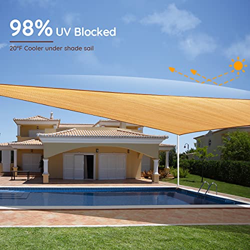 Quictent 20x16ft Rectangular Sun Shade Sail 185G HDPE Canopy 98% UV Block Outdoor Patio Garden Commercial Deck with Hardware Kit (Sand) - Image 5