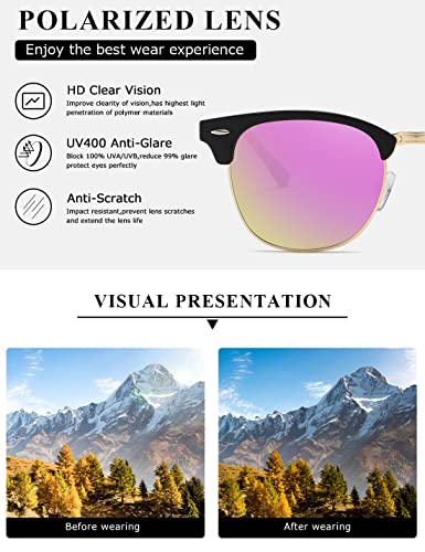 Image of AEVOGUE Men's Polarized Sunglasses, Semi Rimless Retro UV400 Shades AE0369 | Classic Style, Polycarbonate Lenses, Lightweight Metal Frame, Driving, Travel