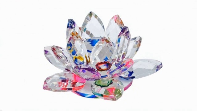 Amazon.co.jp: ルナリ 蓮の花 クリスタル ガラス 置物 オブジェ