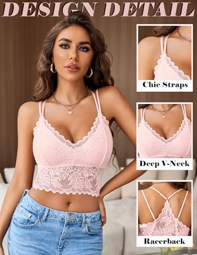 Image of Avidlove Lace Bralette for Women V Neck Camisoles Racerback Adjustable Strap Sexy Crop Tops