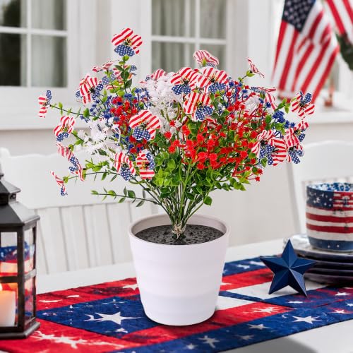 Image of Patriotic LED Artificial Flowers, 4th of July LED Flower Light, Red White Blue Patriotic Home Decor