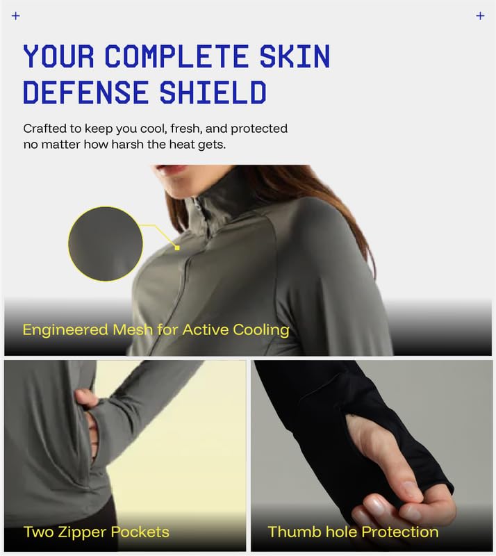Image of Womens Sunscreen Jacket ICE Pro - UPF 50+ Cooling Jacket for Men & Women|Cool Rush Pro Tech,UV Protection,Breathable,Sweat-Wicking, Anti-Microbial, Lightweight Sun Hoodie for Outdoor Sports & Travel
