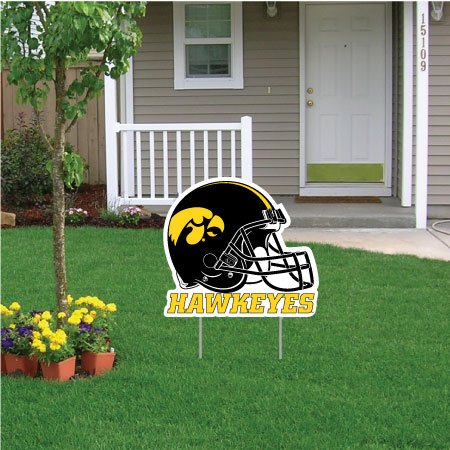 VictoryStore Yard Sign Outdoor Lawn Decorations - University of Iowa Football Helmet Yard Sign - 24 inches X 24 inches, with Two Stakes