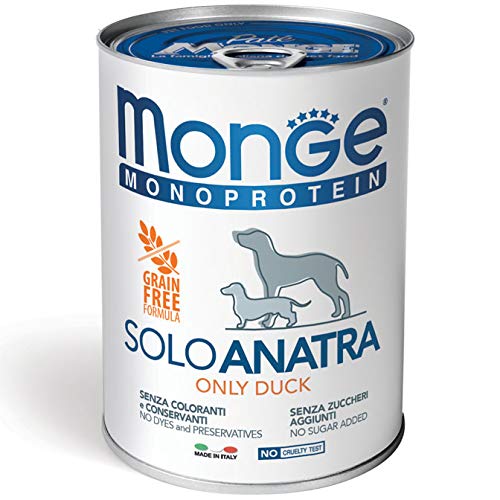 Monge Monoprotéique Solo Canard Aliment Humide pour Chiens 12 X 400 gr 4,7 sur 5 étoiles