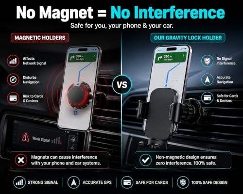 Image of 2026 Auto Lock Car Mobile Holder for Dashboard AC Vent, One Hand Gravity Car Phone Holder with Strong Grip, 360 Rotation, Anti-Shake Design, Universal Stand for iPhone, Samsung & Smartphones