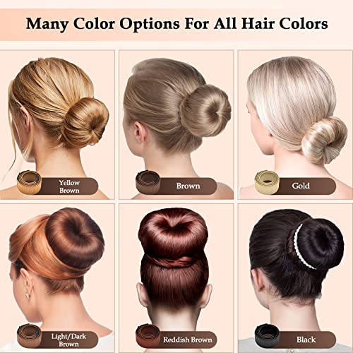 Magic Hair Bun Maker Donut 2 Pcs - French Twist Hair Styling Tool Snap Roll, Hair Bun Accessories With 20 Hair Bobby Pins, 5 Elastic Bands And 4 Pony Hair Tool For Women Kids & Short Thin Hair (Brown) #TOP2