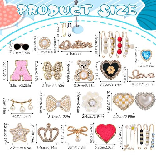 Image of 50-231pcs Charms for Socks Safety Pin Brooch Pins, Sock Charms Pins Gold Bling Sock Jewelry Charms, Pearl Rhinestone Brooch Pins Costom Style Charms Pins Sets for Hat Clothes Shoe Socks ﻿ (100)