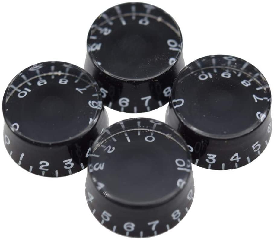 Lot De 4 Boutons De Volume Guitare Gibson - 25,3x12,4x6 Mm - Compatible Pots CTS Split 24 Crans USA (impérial) - Noir