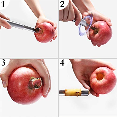 Corer And Pitter Set Of 4, Multi-Function Corer And Pitter Remover Set, Stainless Steel Core Remover Tool For Apple, Pear, Cherry, Jujube, Red Dates Or More With Sharp Serrated Blade #TOP3