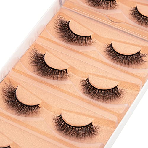 Dysilk Lashes Wispy Eyelashes - Mink Lashes 5 Pairs 6D Faux Eyelash Extension - False Eyelashes Mink Lash Natural Look Fake Eyelash Reusable Strip Lash Kit | Wispy-10-15Mm #TOP1