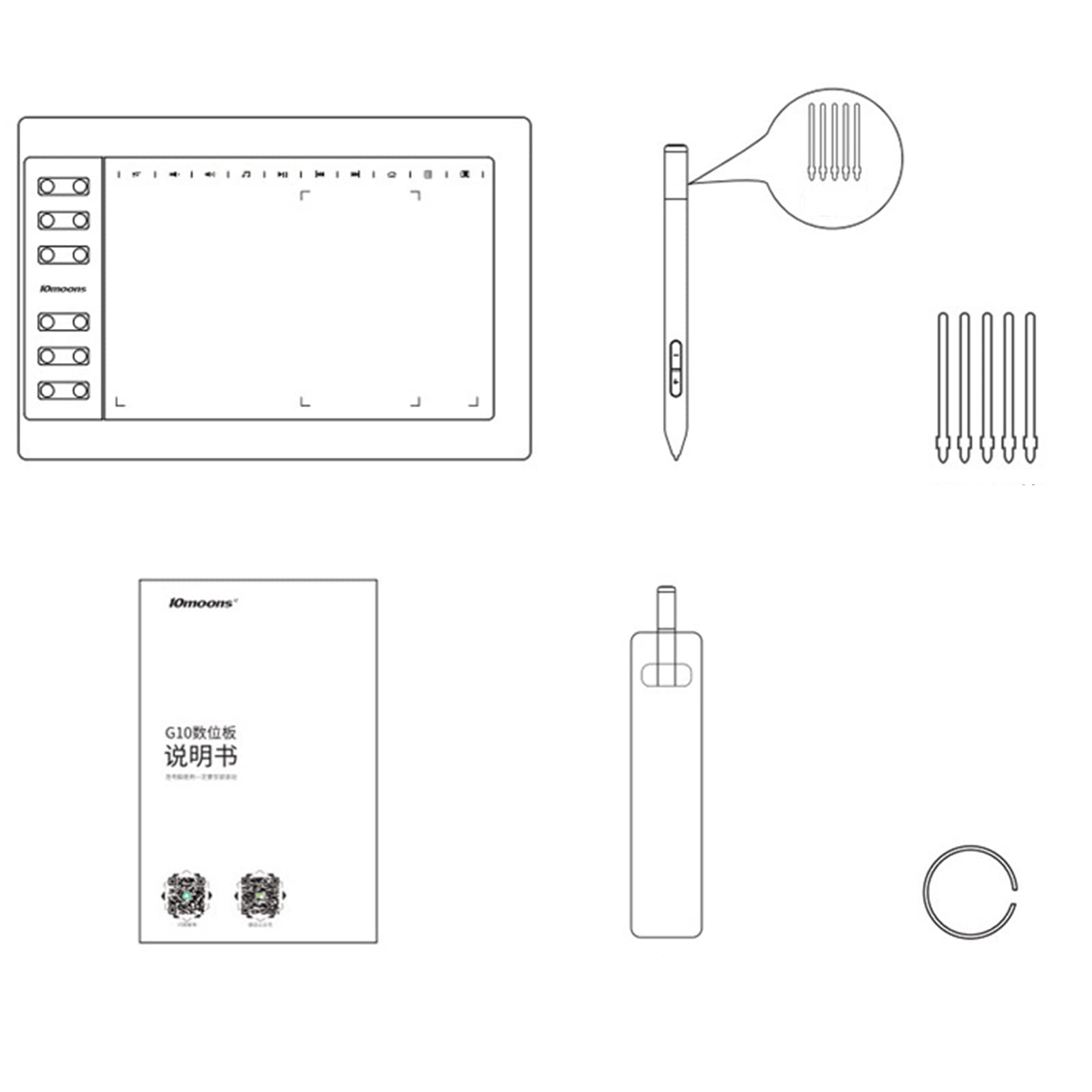 WUURAA Tableta digital de 10 x 6 pulgadas, tableta gráfica para dibujar, lápiz digital, tableta, teléfono, tableta de dibujo para teléfono, computadora, tableta digital para dibujar y jugar