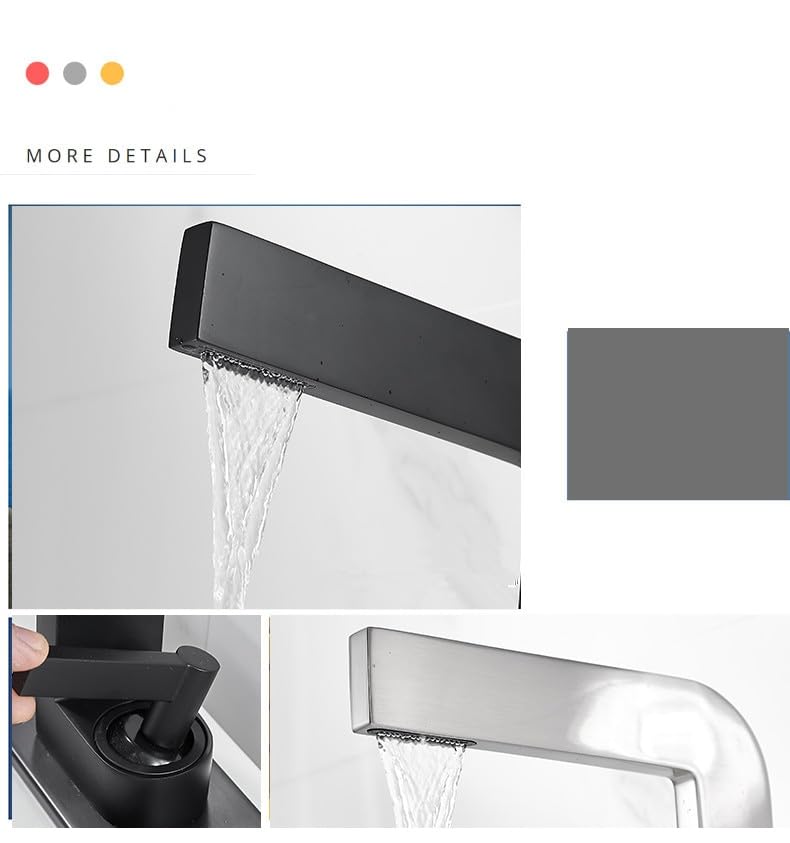 Grifo de lavabo para baño anti-salpicaduras con caída en cascada 4