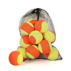 12/18/24/30/40 Pack Tennis Balls for Kids 25%-50% Low Compression Stage Tennis Ball for Beginners Youth Kids Training Practicing with Mesh Bag Easy to Transport