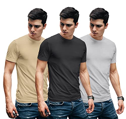 Image of Amazon Brand - Nora Nico Mens 100% Cotton Round Neck Half Sleeve Plain T-Shirt Pack of 3