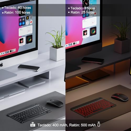 Teclado inalámbrico español recargable y ratón Bluetooth para iOS y Android 6