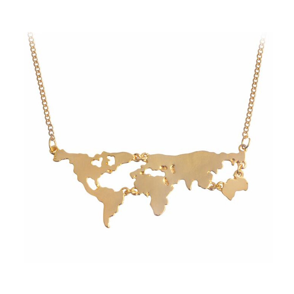 Fashion World Map Pendant Necklace World Continents Necklace Personality Gift