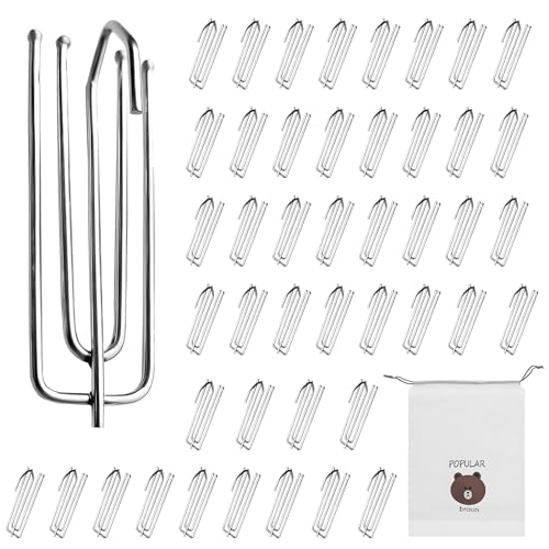 45 Pack Curtain Hooks Metal Curtain hooks Pinch Pleat Hooks Curtain Pins Tape Heavy Duty Zinc Metal Drapery Pin Hooks, for Pencil Pleat Curtains, curtain four-claw hooks