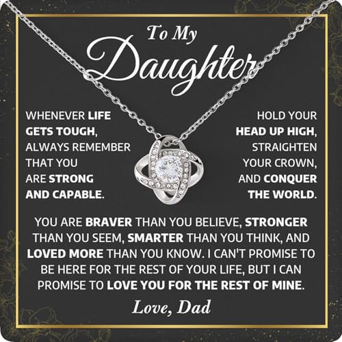 From Dad To Daughter, Love Knot Necklace - Father Daughter Gift For Birthdays, Graduations, Christmas
