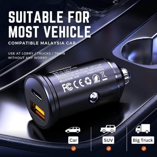 Image of WK Life Born to LIVE-RCC-358 30W PD+QC Multi-Compatible Fast Car Charger- Black