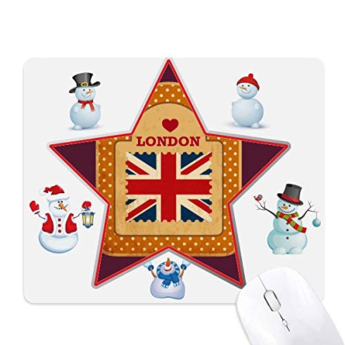 Tapis de souris motif drapeau de Londres et bonhomme de neige tapis informatique Point UK