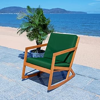 Alternative view of Safavieh Outdoor Collection Vernon Wood Cushion Rocking Chair PAT7013N, Natural/Green