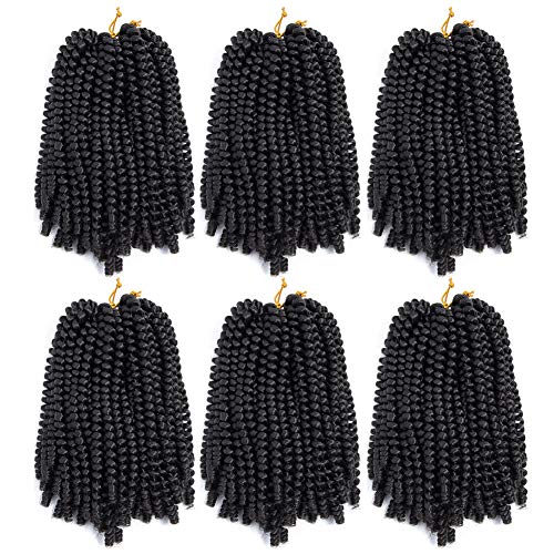 6 Packs 8inch Spring Crochet Braid Hair Synthetic Crochet Braiding Hair Extensions (8inch,6packs, #2)