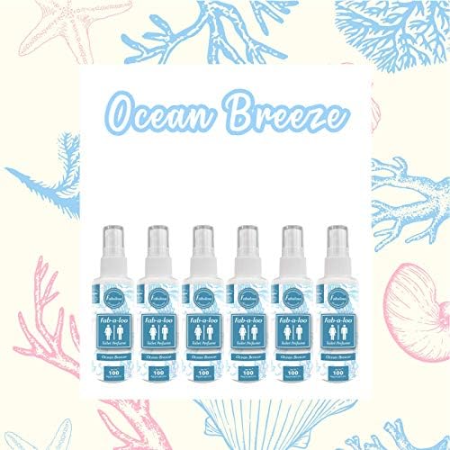 Fabulosa Fab-A-Loo Odour Remover, Compact Toilet Air Freshener Perfume Spray, 60ml, 6 Pack, Ocean Breeze