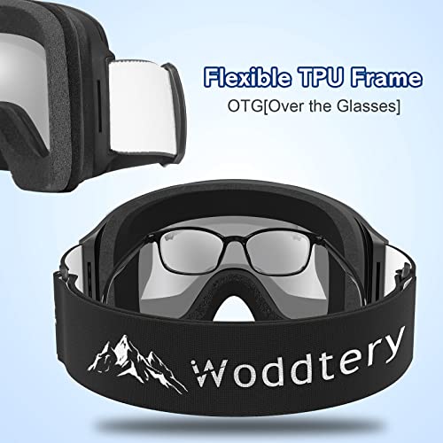 Woddtery 'Flip-Up' Ski Goggles, Fog-Free Otg Snowboard With Magnetic, Snow Goggles For Men Women & Youth-Uv400 Protection #TOP5