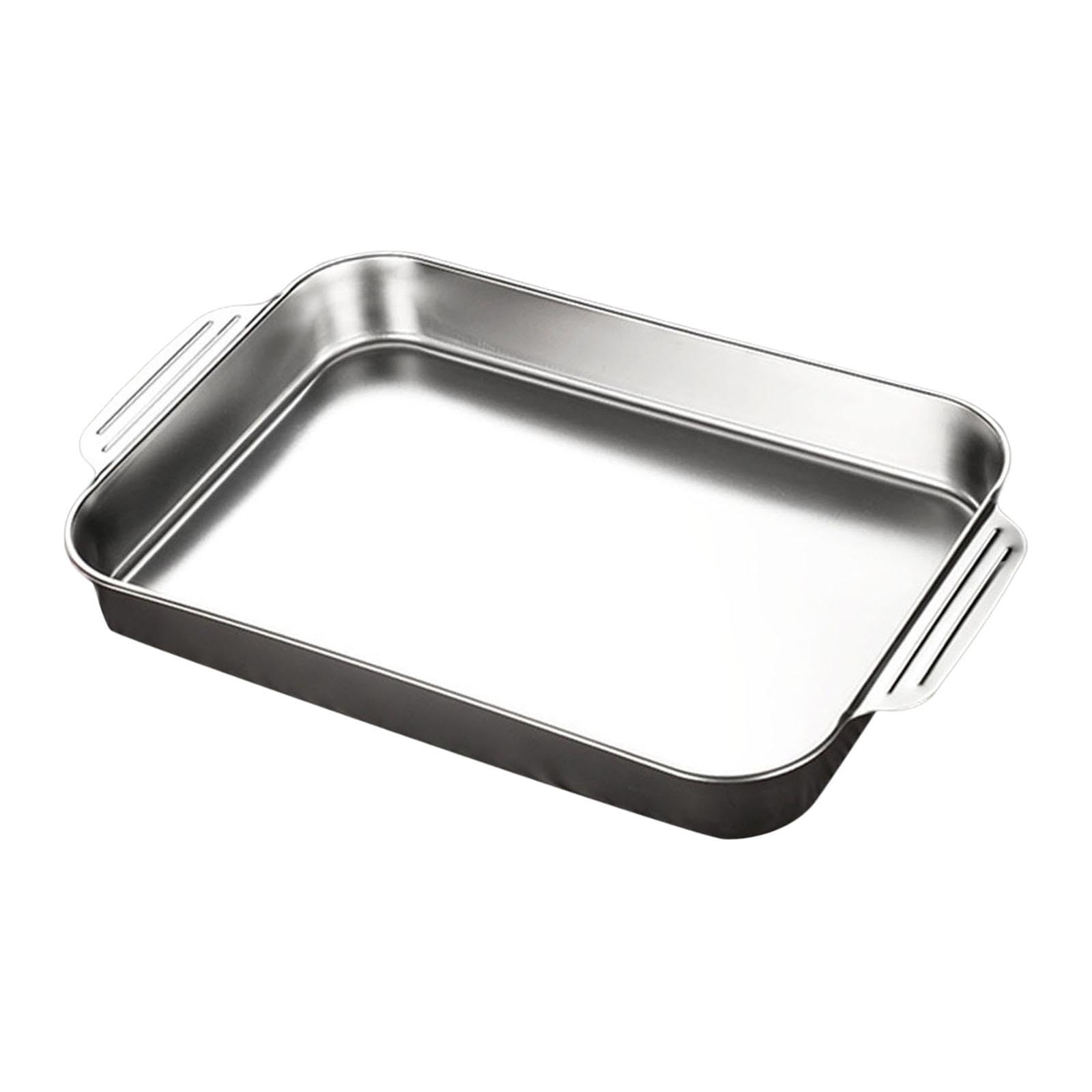 Plat à rôtir rectangulaire inox avec poignées pour cuisson au four