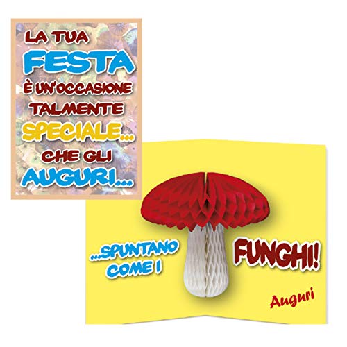 Biglietto auguri con festone fungo